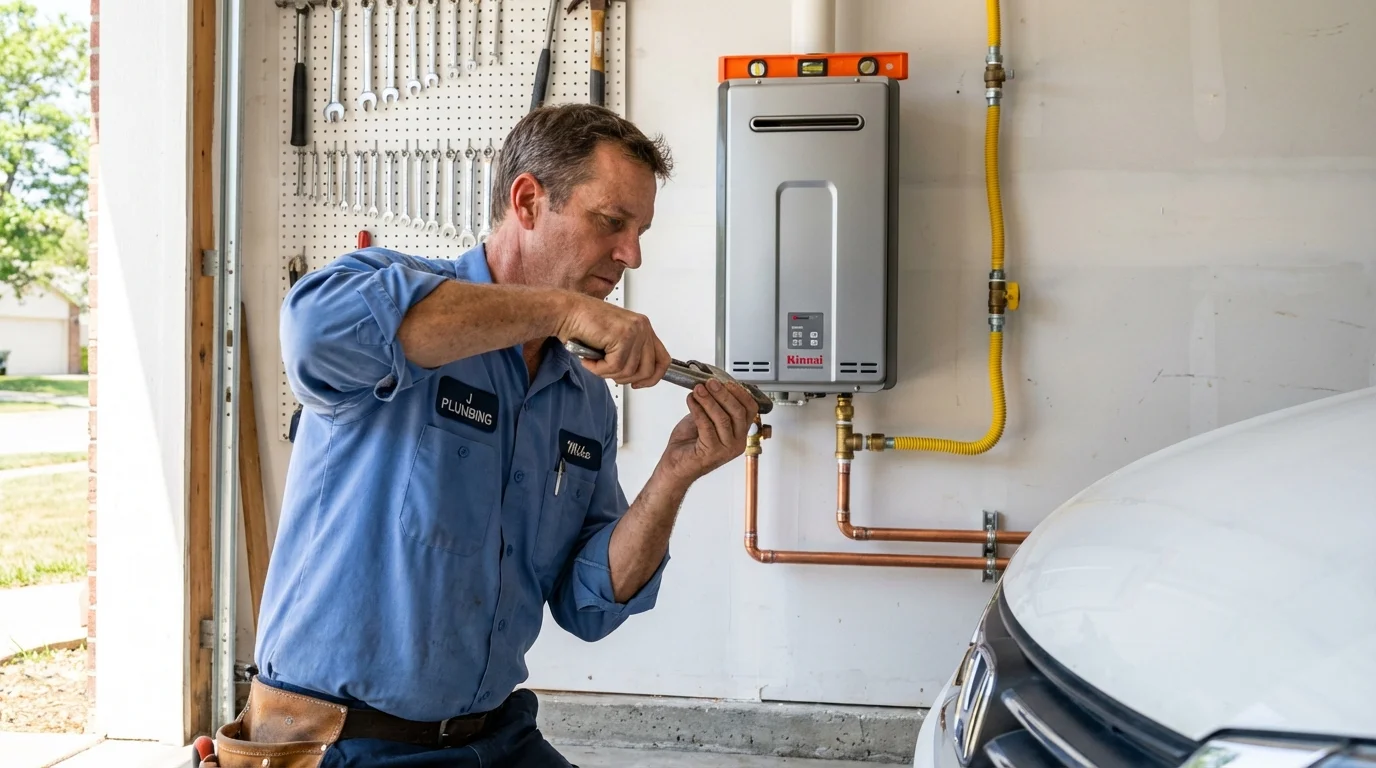 Tankless water heater installation by a Johns Plumbing LLC plumber in Eureka
